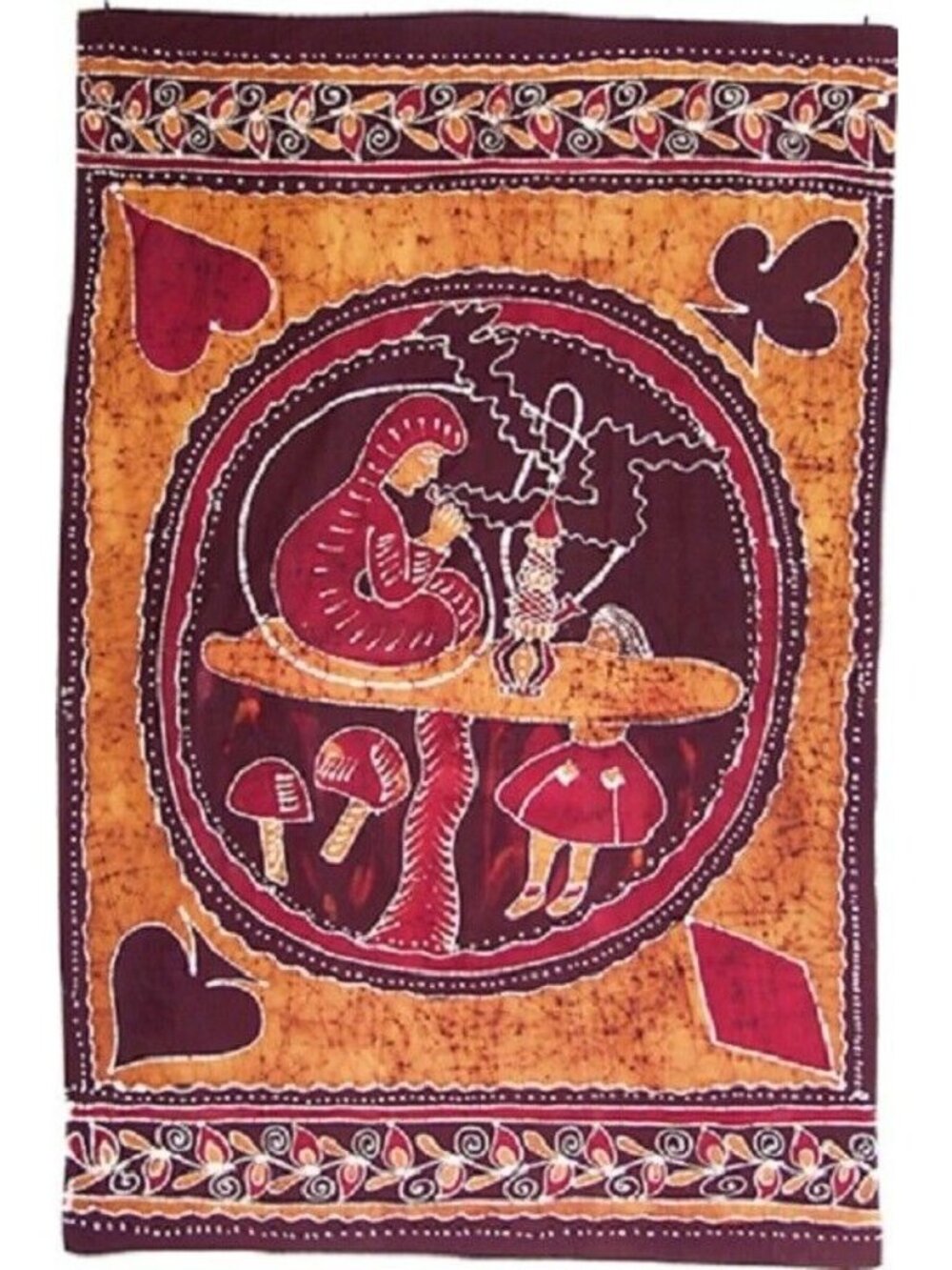 New Large Alice in Wonderland Caterpillar Gift Tapestry Wall Hanging Red Orange - Picture 3 of 4